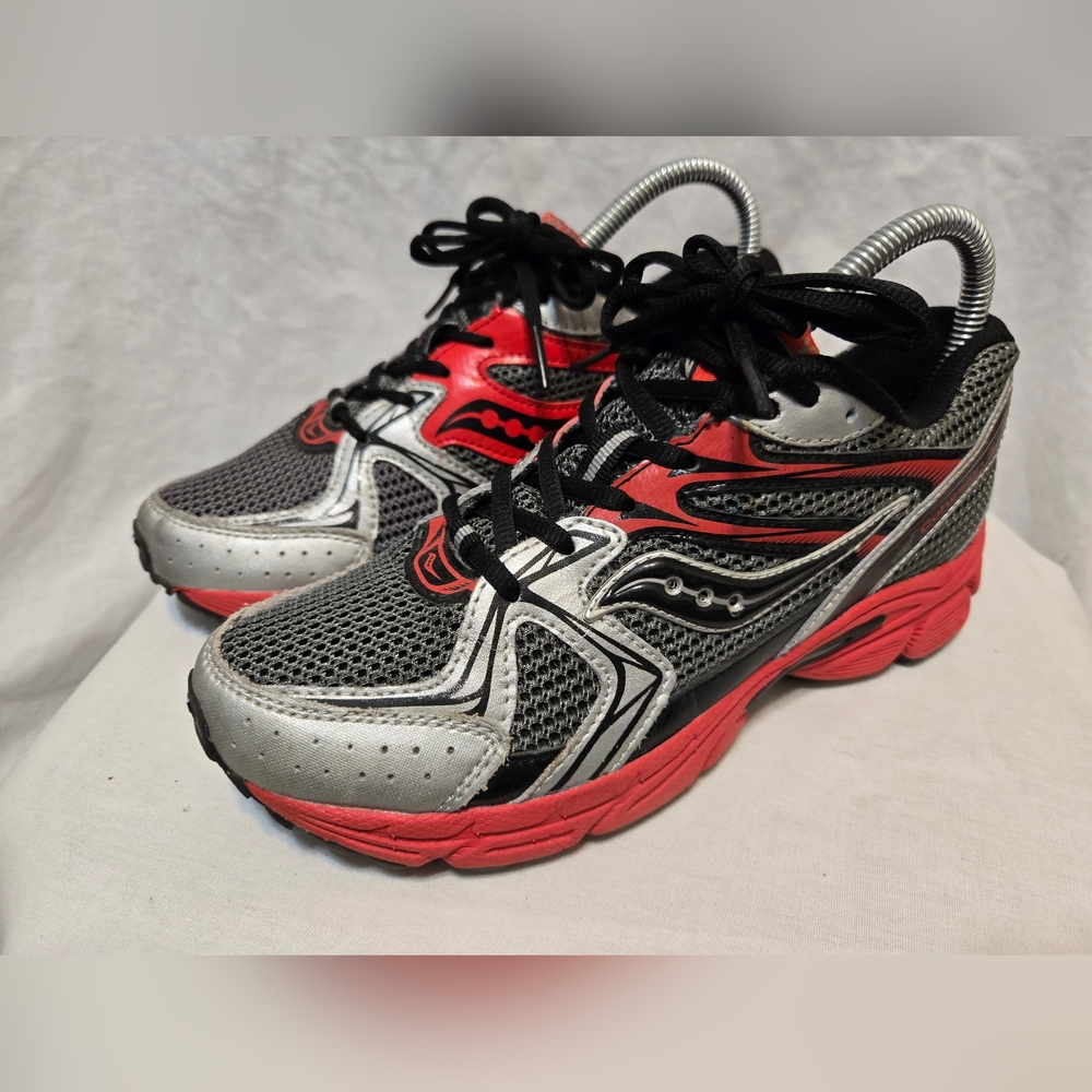 Saucony Grid Cohesion 6 LTT Boys Sz 4.5M Gray/Black/Silver Running/Walking Shoes - Picture 2 of 10
